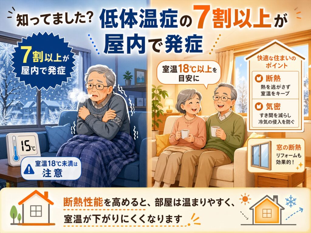 低体温症の7割以上が屋内で発症