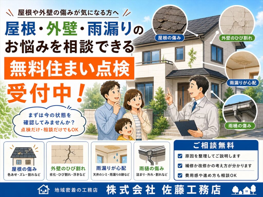 根・外壁・雨漏りのお悩みを相談できる無料住まい点検